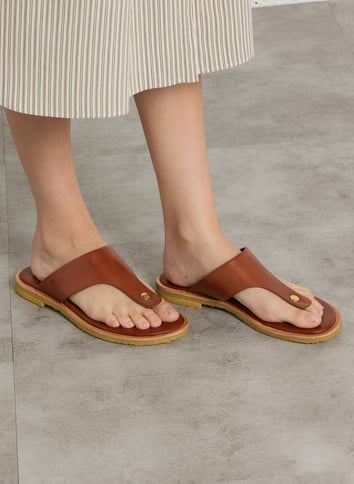 Flat leather sandals BILLI BI Brown